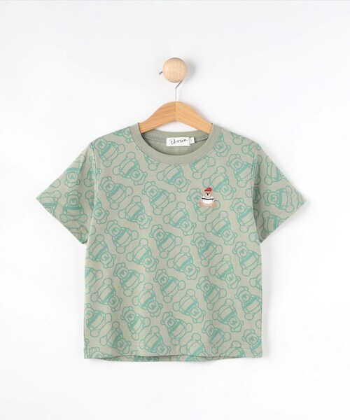 Dessin(デッサン)の「【洗える・リンクコーデ】Deddy刺繍入り オーガニックコットンTシャツ(Tシャツ/カットソー・キッズ・ベビーピンク/スモーキーグリーン系・11/10/14/13/12)」の2枚目の写真