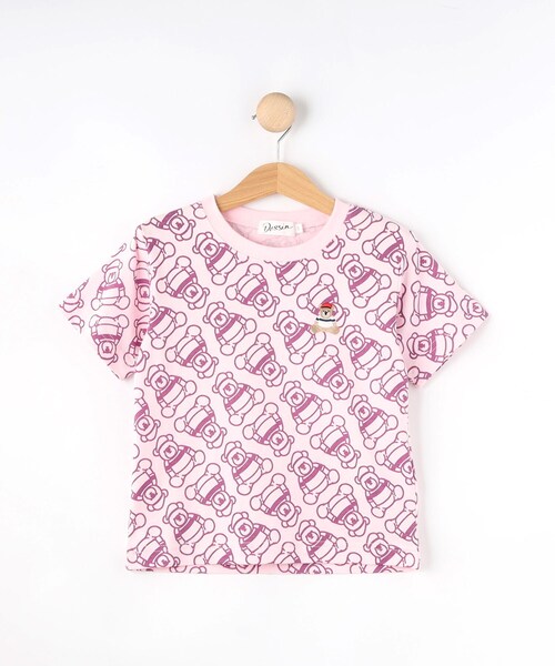 Dessin(デッサン)の「【洗える・リンクコーデ】Deddy刺繍入り オーガニックコットンTシャツ(Tシャツ/カットソー・キッズ・ベビーピンク/スモーキーグリーン系・11/10/14/13/12)」の3枚目の写真
