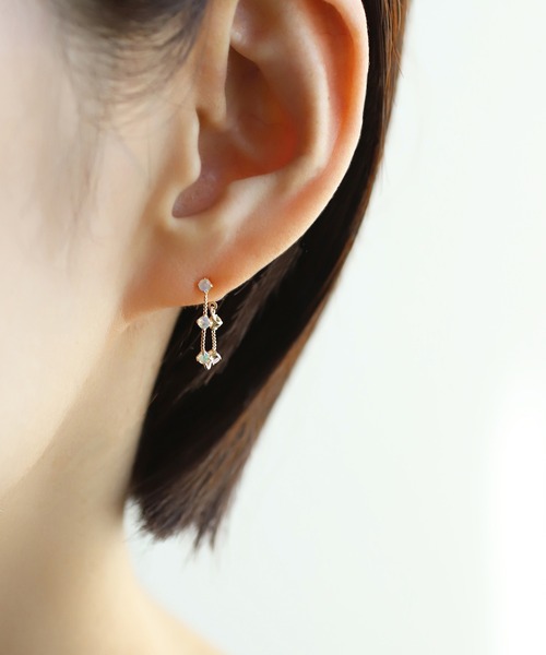 オパールチェーンフープピアス（ピアス（両耳用））｜SIENA ROSE
