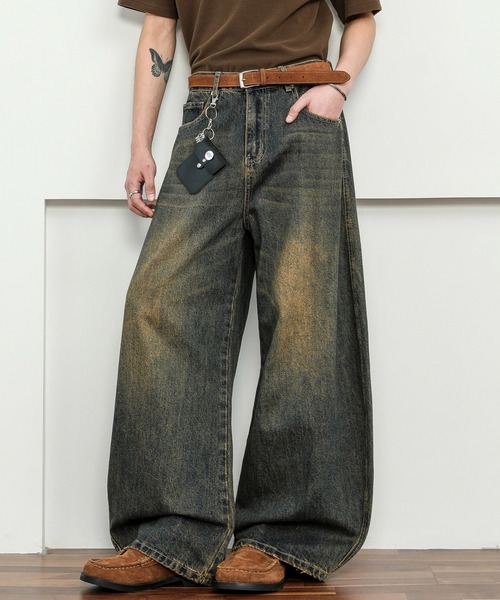 WESTBOY（ウエストボーイ）の「ヴィンテージ加工 カーブデニムパンツ WO25W1PT01【WB ORIGINALS】【2025AW】（デニムパンツ・メンズ・ダークブルー・L/M/XL）」の4枚目の写真