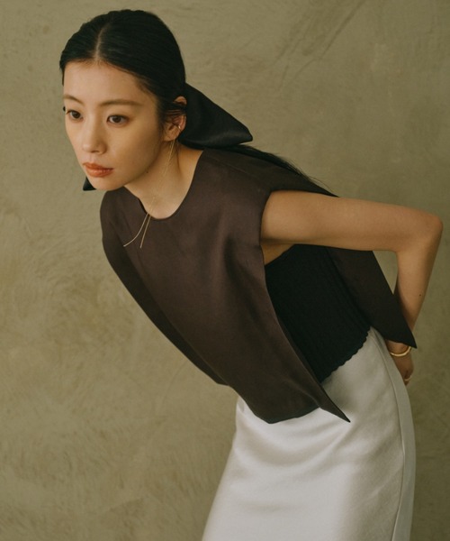 anuans（アニュアンス）の「ニットディティールブラウス（シャツ/ブラウス・レディース・ブラック/ベージュ・FREE）」の5枚目の写真