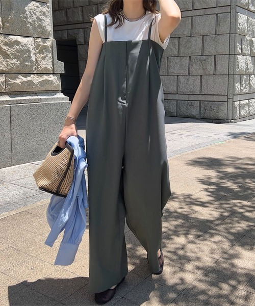 低身長向けサイズ ] タック切り替えキャミサロペット（サロペット