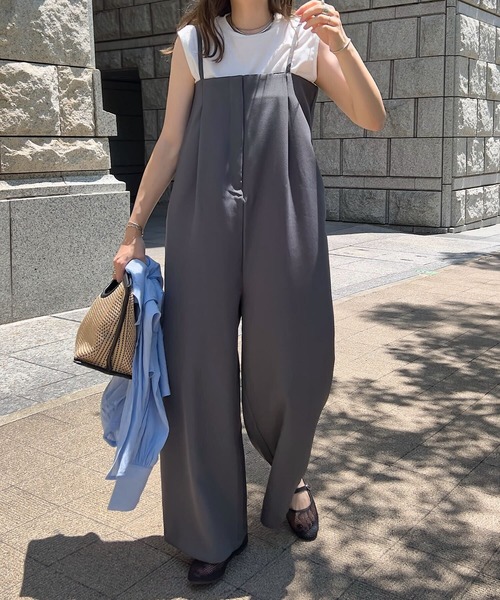 低身長向けサイズ ] タック切り替えキャミサロペット（サロペット