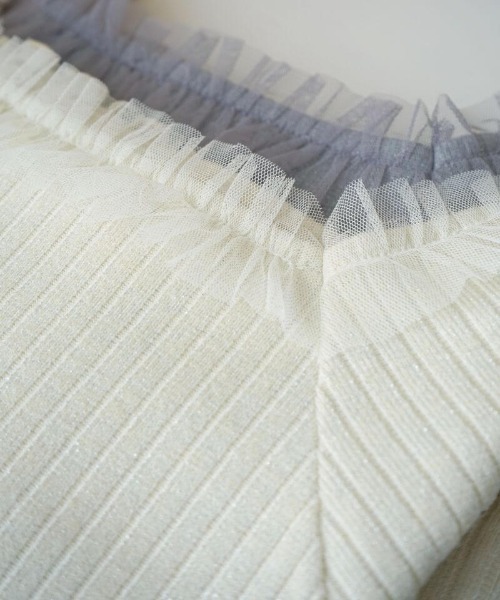 flower(フラワー)の「スウィートチュールトップ(Tシャツ/カットソー・レディース・アイボリー/グレー・FREE)」の4枚目の写真