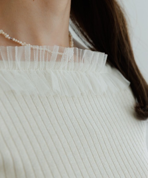 flower(フラワー)の「スウィートチュールトップ(Tシャツ/カットソー・レディース・アイボリー/グレー・FREE)」の9枚目の写真