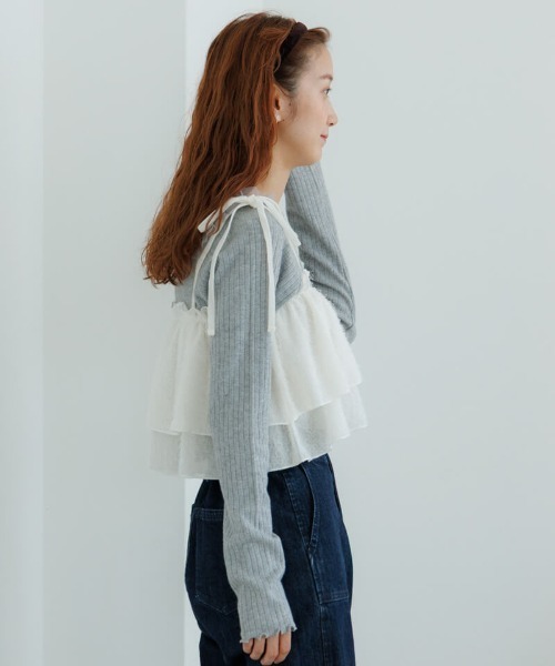 flower(フラワー)の「スウィートチュールトップ(Tシャツ/カットソー・レディース・アイボリー/グレー・FREE)」の20枚目の写真