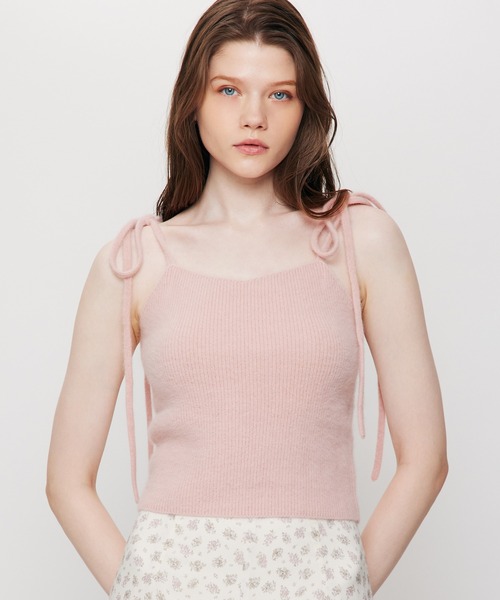 ME COUTURE(ミークチュール)の「Fox Yak リボンニットキャミ(ニット/セーター・レディース・ピンク/オフホワイト・FREE)」の20枚目の写真