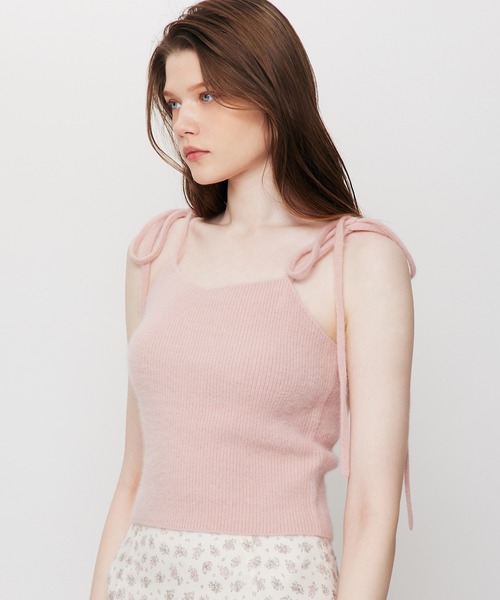 ME COUTURE(ミークチュール)の「Fox Yak リボンニットキャミ(ニット/セーター・レディース・ピンク/オフホワイト・FREE)」の21枚目の写真