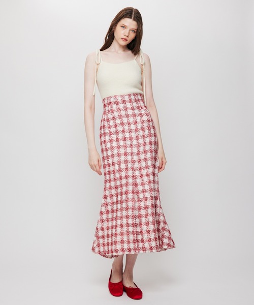 ME COUTURE(ミークチュール)の「Fox Yak リボンニットキャミ(ニット/セーター・レディース・ピンク/オフホワイト・FREE)」の3枚目の写真