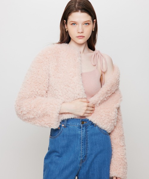 ME COUTURE(ミークチュール)の「Fox Yak リボンニットキャミ(ニット/セーター・レディース・ピンク/オフホワイト・FREE)」の10枚目の写真