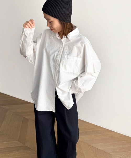 CANAL JEAN（キャナルジーン）の「El mar　コットンオーバーシャツ（シャツ/ブラウス・レディース・ホワイト/ピンク・ONE SIZE）」の2枚目の写真