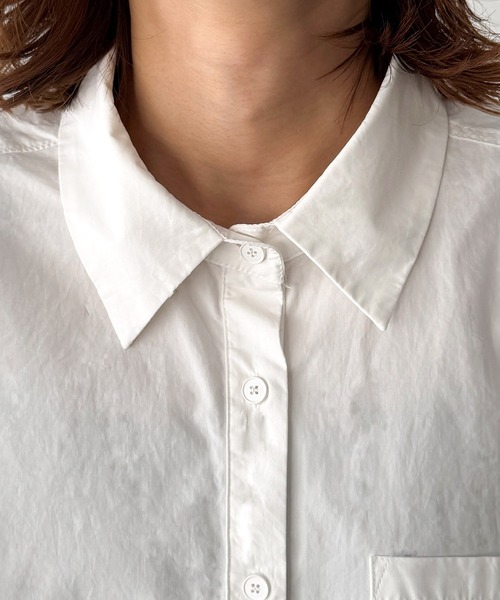 CANAL JEAN（キャナルジーン）の「El mar　コットンオーバーシャツ（シャツ/ブラウス・レディース・ホワイト/ピンク・ONE SIZE）」の4枚目の写真