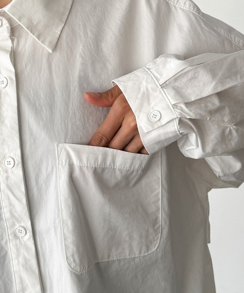 CANAL JEAN（キャナルジーン）の「El mar　コットンオーバーシャツ（シャツ/ブラウス・レディース・ホワイト/ピンク・ONE SIZE）」の5枚目の写真