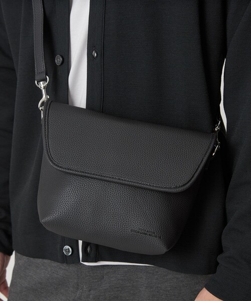 シボ レザーライク フラップ ショルダーバッグ（ショルダーバッグ