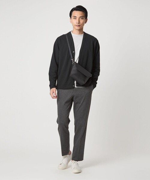 green label relaxing（グリーンレーベルリラクシング）の「シボ レザーライク フラップ ショルダーバッグ（ショルダーバッグ・メンズ・ベージュ/ブラック/グレー系・FREE）」の5枚目の写真