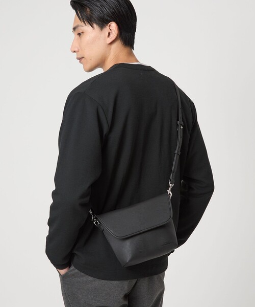 シボ レザーライク フラップ ショルダーバッグ（ショルダーバッグ