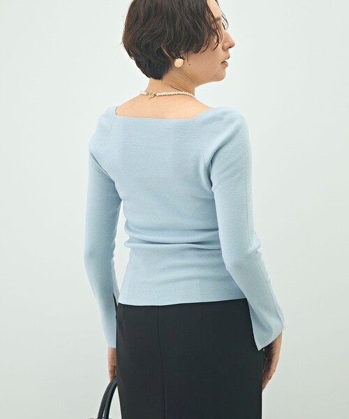 WEB限定カラーあり】総針スクエアネックプルオーバーニット（ニット