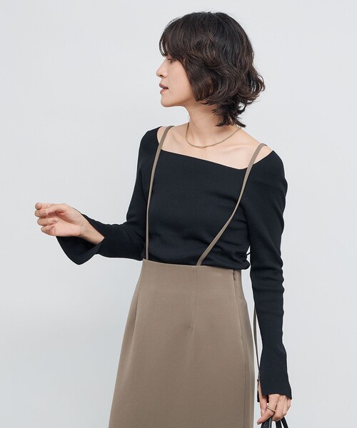 NOLLEY’S Sophi(ノーリーズソフィ)の「【WEB限定カラーあり】総針スクエアネックプルオーバーニット(ニット/セーター・レディース・サックスブルー/オフホワイト/オリーブ/ブラック・38)」の19枚目の写真