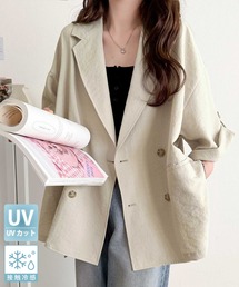 classicalelf（クラシカルエルフ）の「【UVカット・防シワ・接触冷感・吸水速乾機能付き】デイリーにもオフィスにも。ビッグシルエットハーフスリーブダブルジャケット(半袖)（テーラードジャケット）」