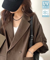 classicalelf（クラシカルエルフ）の「【UVカット・防シワ・接触冷感・吸水速乾機能付き】デイリーにもオフィスにも。ビッグシルエットハーフスリーブダブルジャケット(半袖)（テーラードジャケット）」