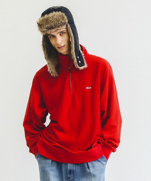 NANGA/ナンガ】DRY MIX TERRY HALF ZIP SWEAT/ハーフジップ/ロゴ