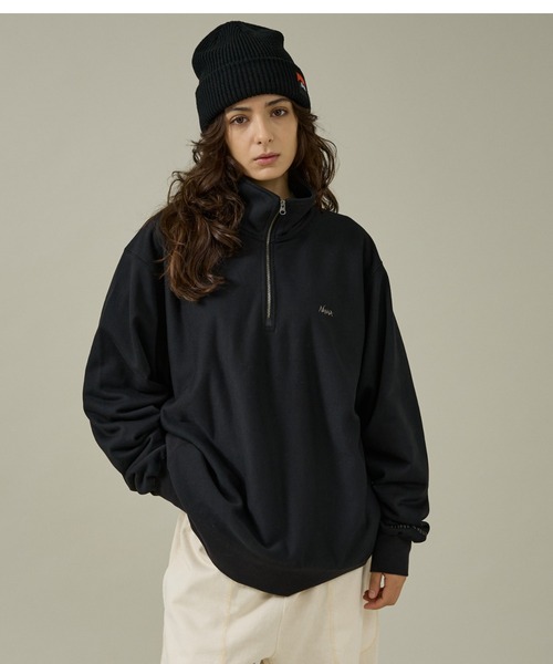 NANGA(ナンガ)の「【NANGA/ナンガ】DRY MIX TERRY HALF ZIP SWEAT/ハーフジップ/ロゴ/ユニセックス(スウェット・メンズ・ブラック/レッド/グリーン/アイボリー・M/L)」の3枚目の写真