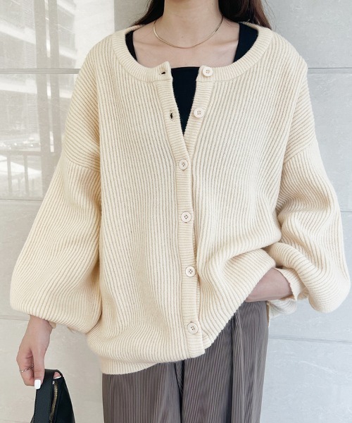 ONEP STAR（ワンピスター）の「バルーンスリーブニットボレロ（カーディガン/ボレロ・レディース・ライトグレー/ブラック/グリーン/スモークピンク/ベージュ/ピンク系その他/ベージュ系その他/グリーン系その他/ブラック系その他・FREE）」の5枚目の写真