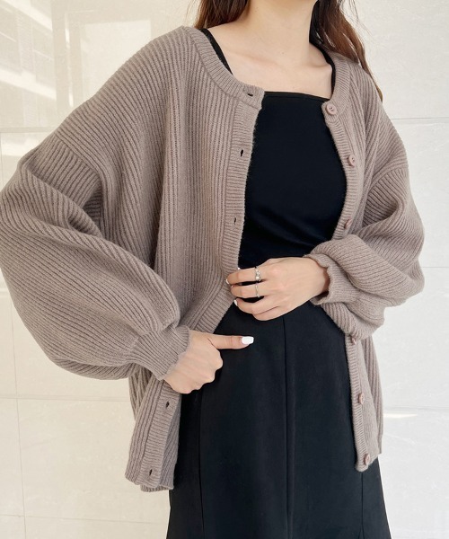 ONEP STAR（ワンピスター）の「バルーンスリーブニットボレロ（カーディガン/ボレロ・レディース・ライトグレー/ブラック/グリーン/スモークピンク/ベージュ/ピンク系その他/ベージュ系その他/グリーン系その他/ブラック系その他・FREE）」の9枚目の写真