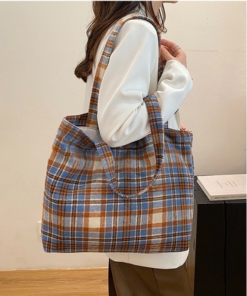 Burner（バーナー）の「【OKUOKU　0909】チェック柄  トートバッグ oku-bag-1-12（トートバッグ・メンズ・ブルー系その他/ブラウン/レッド・FREE）」の3枚目の写真