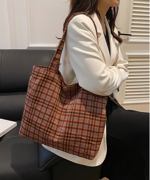 Burner（バーナー）の「【OKUOKU　0909】チェック柄  トートバッグ oku-bag-1-12（トートバッグ・メンズ・ブルー系その他/ブラウン/レッド・FREE）」の11枚目の写真