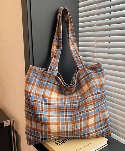 Burner（バーナー）の「【OKUOKU　0909】チェック柄  トートバッグ oku-bag-1-12（トートバッグ・メンズ・ブルー系その他/ブラウン/レッド・FREE）」の10枚目の写真
