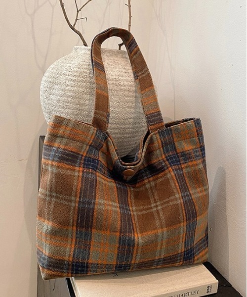 Burner（バーナー）の「【OKUOKU　0909】チェック柄  トートバッグ oku-bag-1-12（トートバッグ・メンズ・ブルー系その他/ブラウン/レッド・FREE）」の8枚目の写真