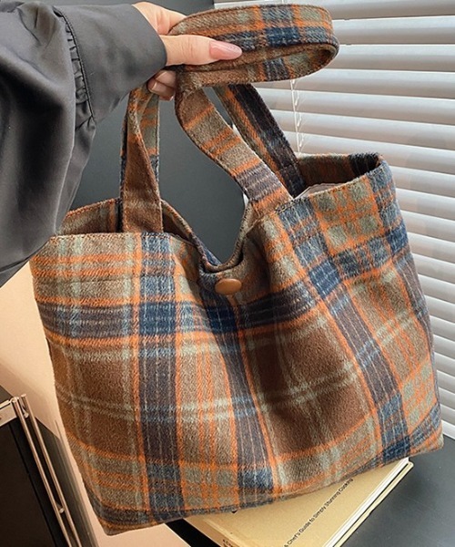 Burner（バーナー）の「【OKUOKU　0909】チェック柄  トートバッグ oku-bag-1-12（トートバッグ・メンズ・ブルー系その他/ブラウン/レッド・FREE）」の9枚目の写真
