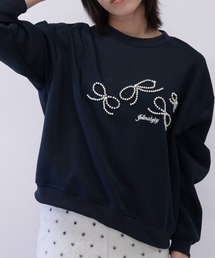 【 cunii 】 ガーリー パール モチーフ リボン スウェット 秋冬新作
