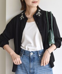 【WEB限定】〈手洗い可能〉ビーズ 刺しゅう 襟付 ニット カーディガン