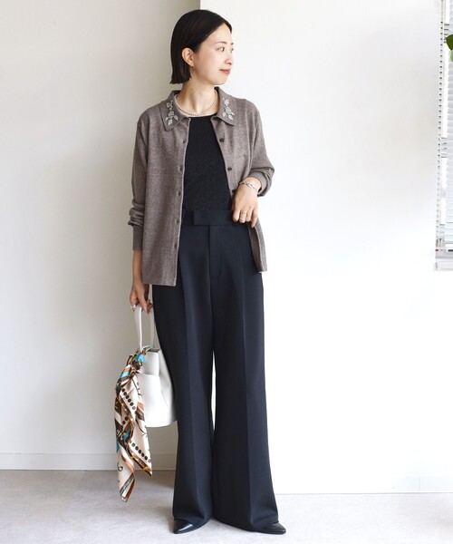 ダブルスタンダード　ビーズ刺繍付きカーディガン DOUBLE STANDARD CLOTHING｜ダブル スタンダード クロージングの