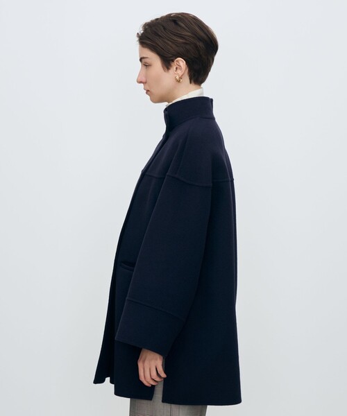 【美品】TOMORROWLAND collectionダブルフェイスコート 紺 スーパーダブルフェイス スタンドカラーコート（その他アウター