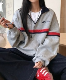 オーバーサイズポロ襟スキッパートレーナー
