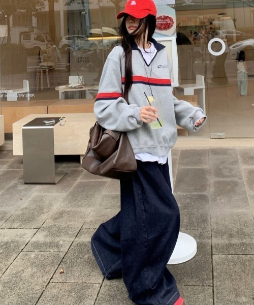 SHEENA(シーナ)の「オーバーサイズポロ襟スキッパートレーナー(スウェット・レディース・グレー・M)」の20枚目の写真