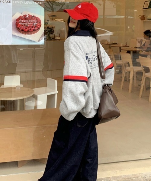 SHEENA(シーナ)の「オーバーサイズポロ襟スキッパートレーナー(スウェット・レディース・グレー・M)」の16枚目の写真
