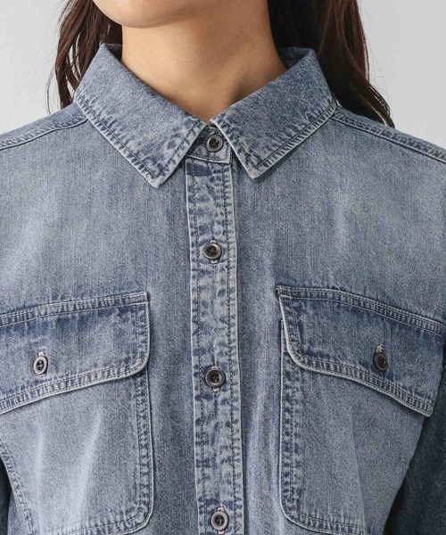 GLOBAL WORK（グローバルワーク）の「GOODデニムシャツ/580825（シャツ/ブラウス・レディース・ダークブラウン/ブルー系その他6/サックスブルー・MEDIUM/LARGE）」の13枚目の写真