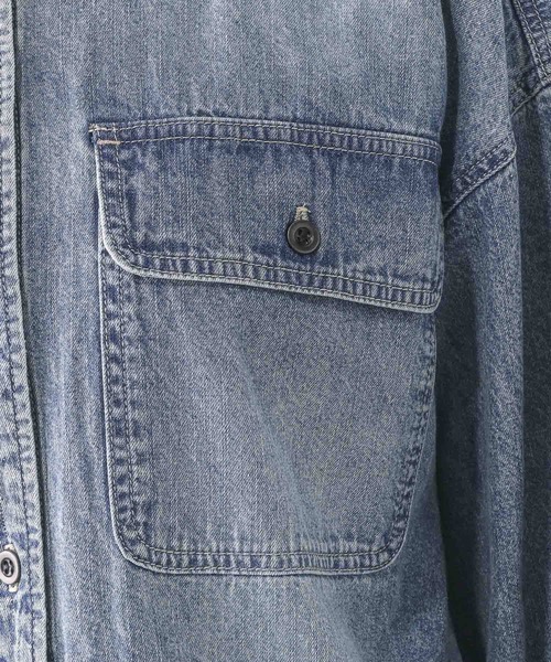 GLOBAL WORK（グローバルワーク）の「GOODデニムシャツ/580825（シャツ/ブラウス・レディース・ダークブラウン/ブルー系その他6/サックスブルー・MEDIUM/LARGE）」の14枚目の写真