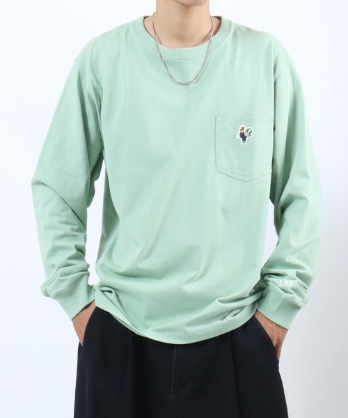 Lee（リー）の「Lee（リー）ワンポイントロゴワッペン ポケットロンT/長袖Tシャツ メンズ レディース ユニセックス（Tシャツ/カットソー・メンズ・ホワイト/レッド/グリーン/チャコールグレー・M/L/XL）」の16枚目の写真