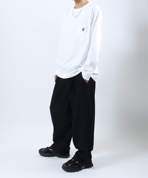 Lee（リー）の「Lee（リー）ワンポイントロゴワッペン ポケットロンT/長袖Tシャツ メンズ レディース ユニセックス（Tシャツ/カットソー・メンズ・ホワイト/レッド/グリーン/チャコールグレー・M/L/XL）」の5枚目の写真