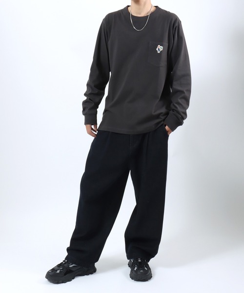 Lee（リー）の「Lee（リー）ワンポイントロゴワッペン ポケットロンT/長袖Tシャツ メンズ レディース ユニセックス（Tシャツ/カットソー・メンズ・ホワイト/レッド/グリーン/チャコールグレー・M/L/XL）」の10枚目の写真