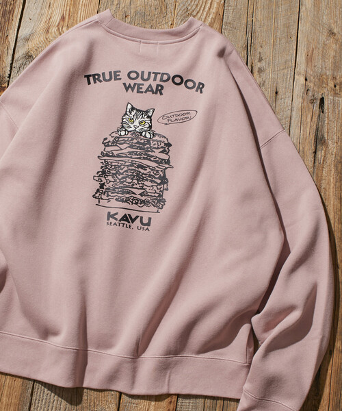 FREAK'S STORE(フリークスストア)の「限定展開 KAVU×FREAK'S STORE/カブ― 別注 デザイン刺繍 クルーネック スウェット / Burger Cat(スウェット・メンズ・スミクロ/ピンク/グレイッシュベージュ/アッシュグレー・SMALL/MEDIUM/LARGE)」の20枚目の写真