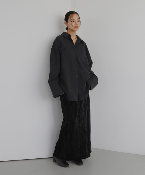 hellam(へラム)の「クラッシュベロアナロースカート(スカート・レディース・ブラウン/ブラック・FREE)」の14枚目の写真