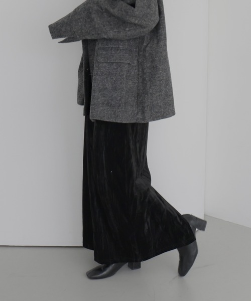 hellam(へラム)の「クラッシュベロアナロースカート(スカート・レディース・ブラウン/ブラック・FREE)」の5枚目の写真