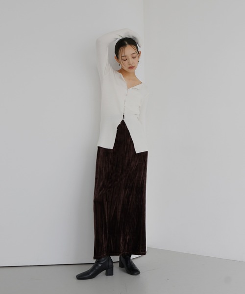 hellam(へラム)の「クラッシュベロアナロースカート(スカート・レディース・ブラウン/ブラック・FREE)」の20枚目の写真