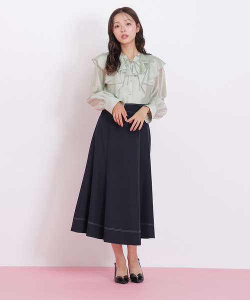 JILL by JILL STUART（ジルバイジルスチュアート）の「◇長袖ラッフルブラウス（シャツ/ブラウス・レディース・ホワイト/ブラウン/グリーン・FREE）」の14枚目の写真